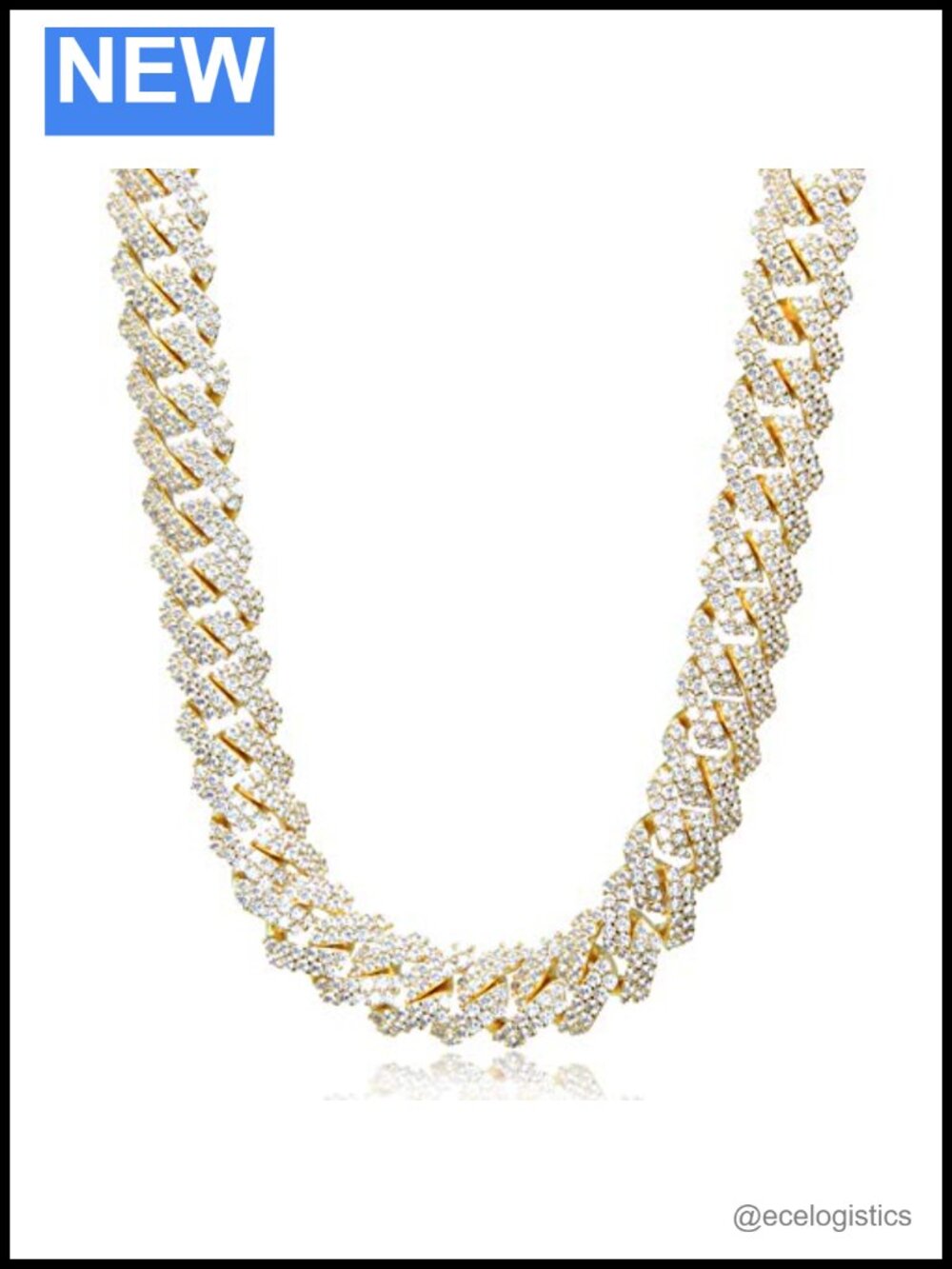 15mm Iced Out Cuban Link Chain 18K Gold Plated Necklace